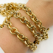 Y121GP. Gold Plated 925 Sterling Silver Hollow Smooth Circle Link Chain